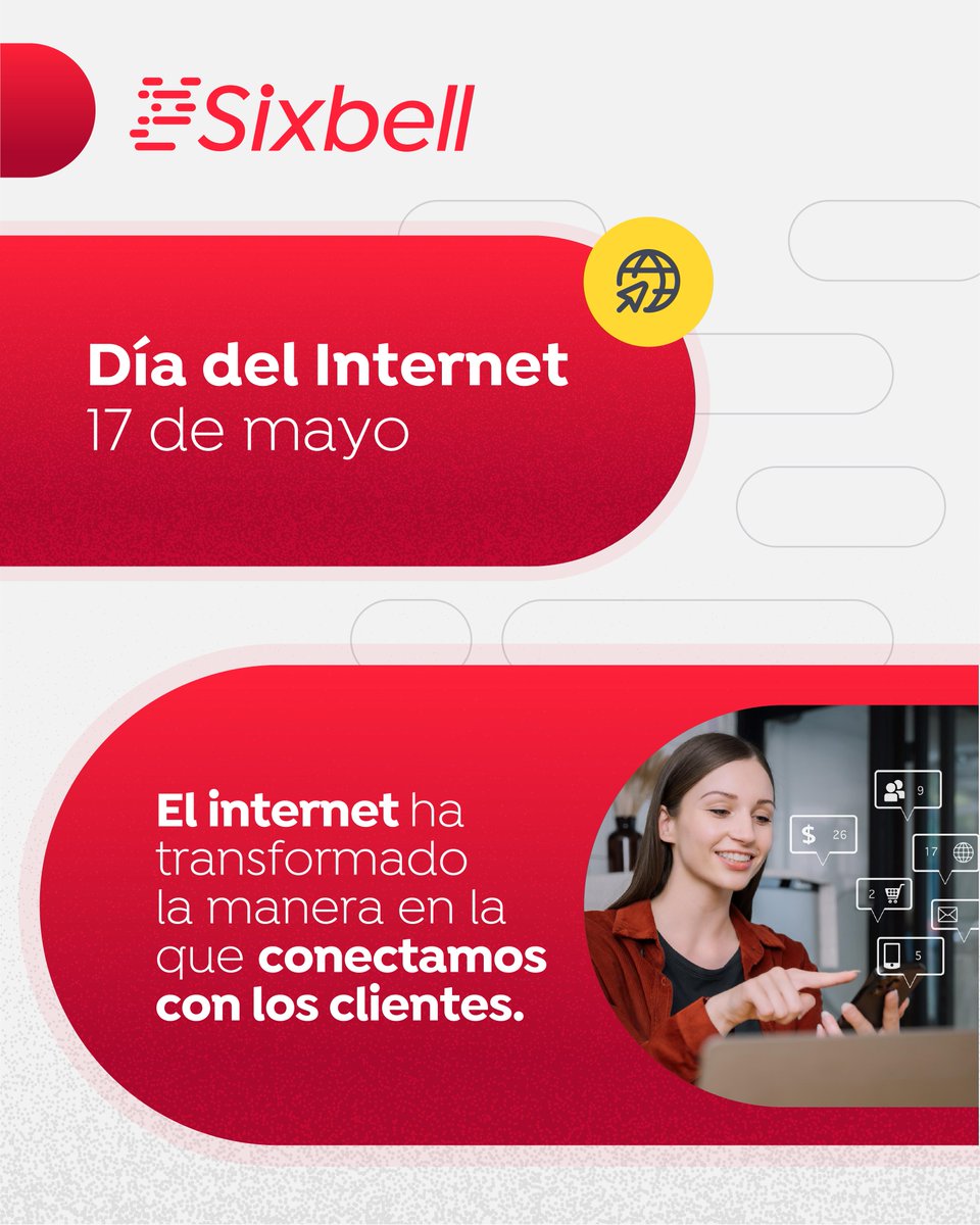 sixbell_corp's tweet photo. Hoy, la experiencia del cliente no ocurre en un solo canal: ocurre en todos, todo el tiempo. Es instantánea, emocional y personalizada. 
 
Este #DíaDelInternet 🌐 celebramos cómo la tecnología sigue conectando lo que realmente importa: las personas.
 
#SixbellCX #SixbellTelco https://t.co/9GYkAMoSll