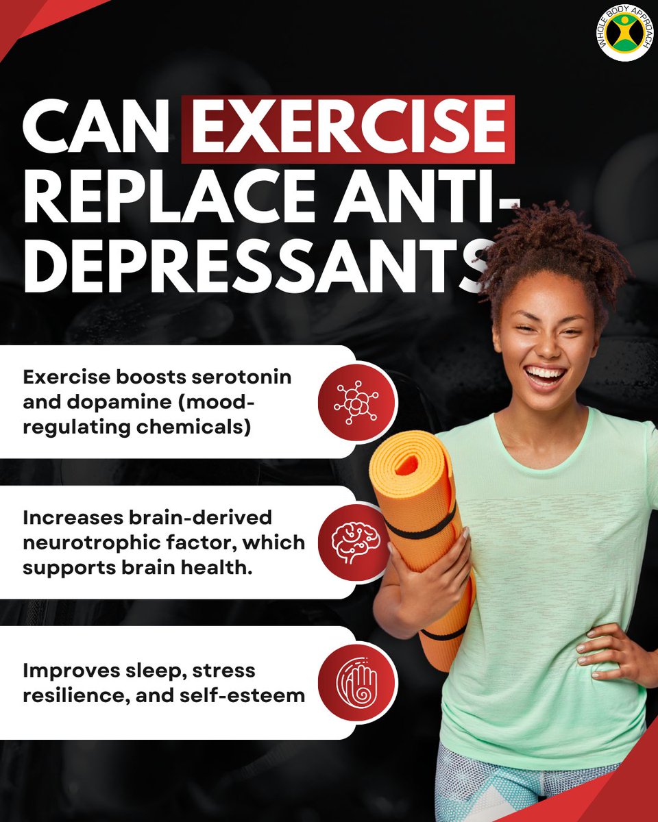 WBA2k10's tweet image. Can Exercise Replace Anti-Depressants? 💪🧠

Exercise alone may not replace professional treatment, but it can be valuable to your mental health toolkit. 💯

#MentalHealthMatters #ExerciseForTheMind #Wellbeing #BoostYourMood #Resilience #SelfCare #StressManagement