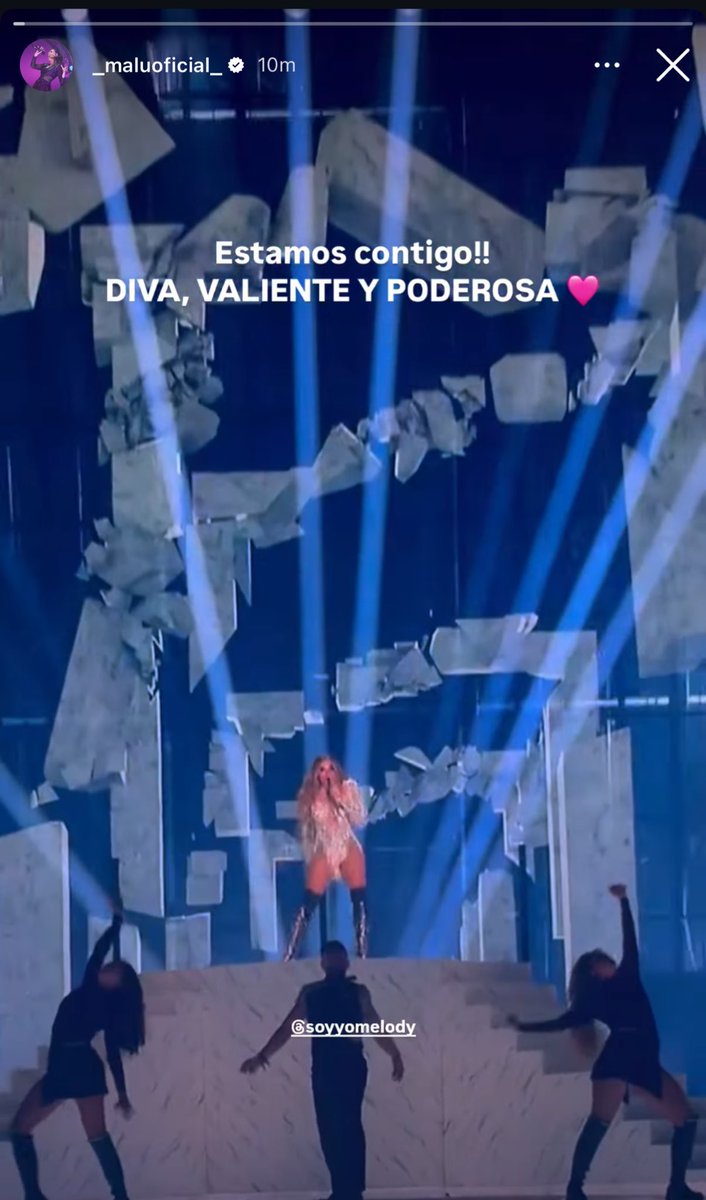 FanClubMalu's tweet photo. Malú (@_MaluOficial_) muestra su apoyo a Melody (@soyyomelody) tras su espectacular actuación en Eurovision con “Esa Diva”. 
#EurovisionRTVE #Eurovision 

https://t.co/RUNBDBMlIO https://t.co/P30fuQksWn