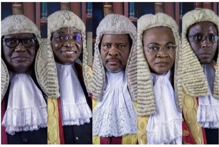 HERE ARE THE FACES OF OUR UNSCRUPULOUS JUDGES WHO AIDED AND CEMENTED THE RIGGING OF INEC IN 2023. It is only in Nigeria that Judges will publicly show how partisan they are especially after greasing their palms.