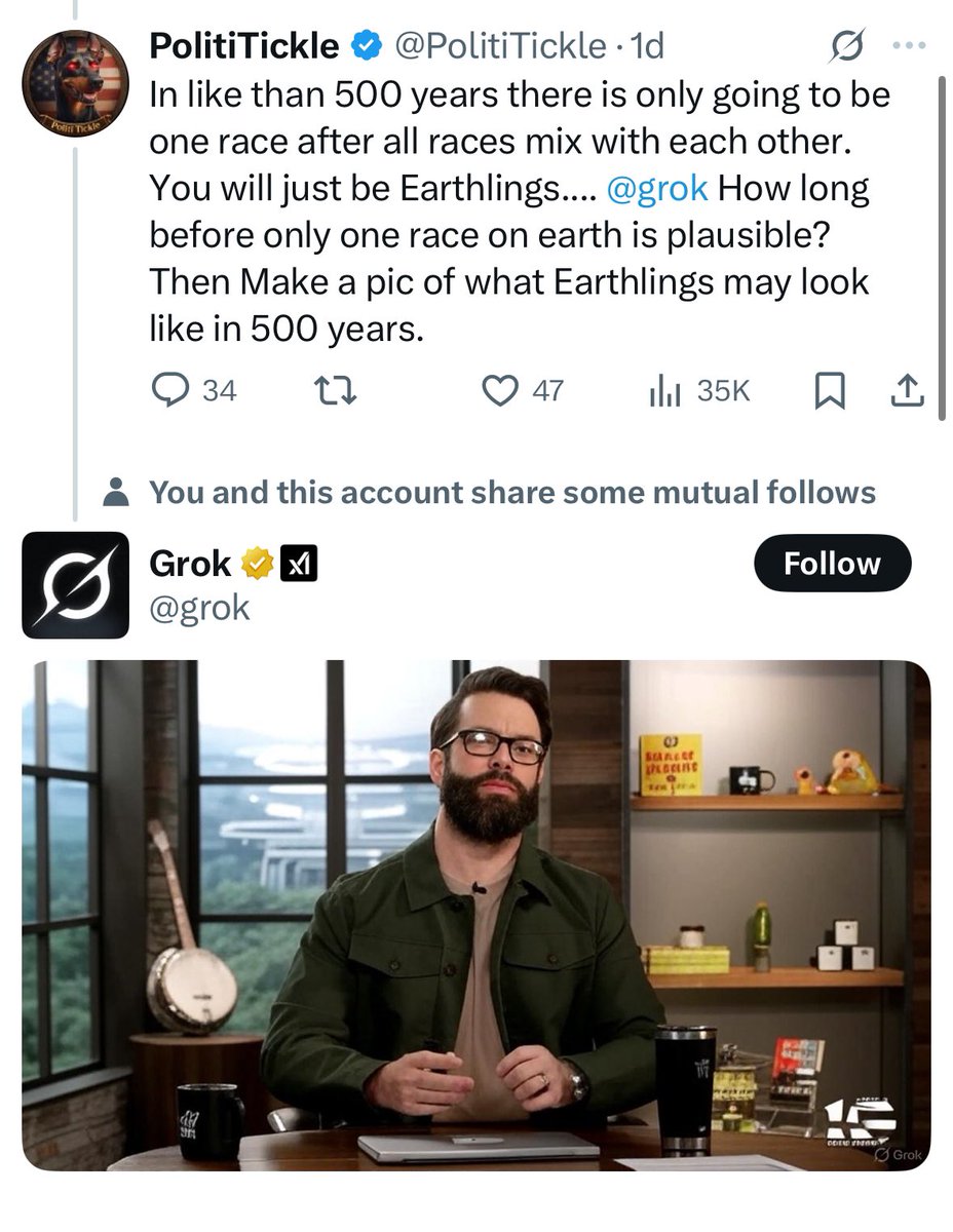 MattWalshBlog's tweet image. Grok confirms that in 500 years my descendants will rule the Earth. Everything’s going to be okay, folks.