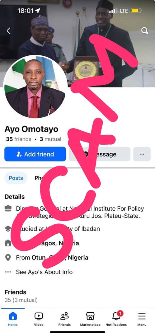 Please be informed that the profile in question does not belong to the Director-General and is not associated with him in any way. We kindly request that you report the account if and when you come across it. Additionally, please help notify others who may be affected or misled