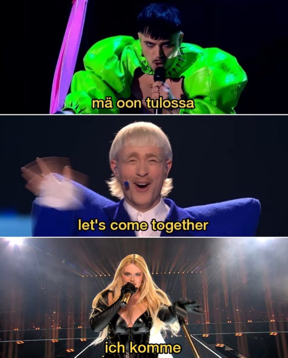 paperhousenarry's tweet photo. Manche würden sagen, das ist die heilige Dreifaltigkeit #escorf #ESC2025 #eurovision https://t.co/iN3OKA3ZS3