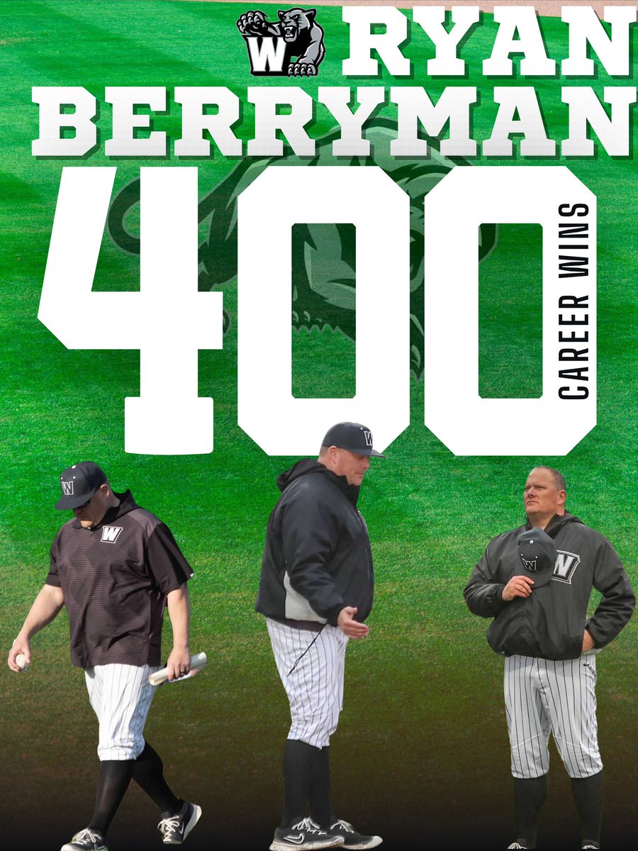 WHS Sports Information (@whs_sid) on Twitter photo ⚾️Panthers Baseball (21-4, 5-1)⚾️
<a href="/Western_BBCoach/">Western Baseball</a>
🚨Milestone Alert🚨
With today’s second victory Head Coach Ryan Berryman recorded his 400th career win as head coach! Congratulations Coach! ⚾️Panthers Baseball (21-4, 5-1)⚾️
<a href="/Western_BBCoach/">Western Baseball</a>
🚨Milestone Alert🚨
With today’s second victory Head Coach Ryan Berryman recorded his 400th career win as head coach! Congratulations Coach!