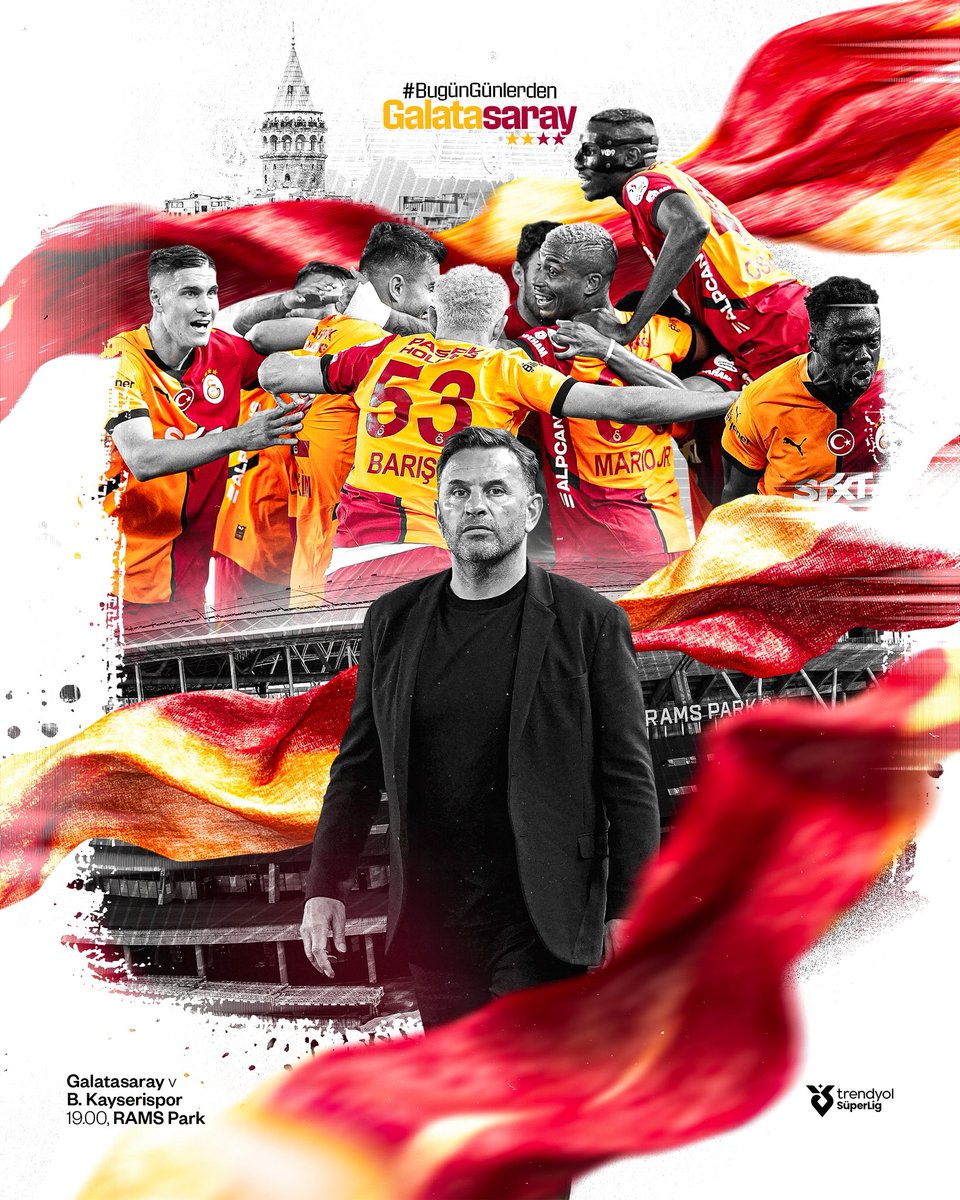 #BugünGünlerdenGALATASARAY 💪

🏆 Trendyol Süper Lig 2024-2025 Şamil Ekinci Sezonu
🗓️ 36. Hafta
⚽ B. Kayserispor
📆 18.05.2025
⏰ 19.00
🏟️ Ali Sami Yen Spor Kompleksi RAMS Park
📲 #GSvKYS