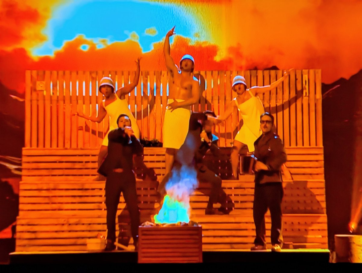 This is definitely an ear worm... Staging is awesome... Sauna. #Eurovision2025