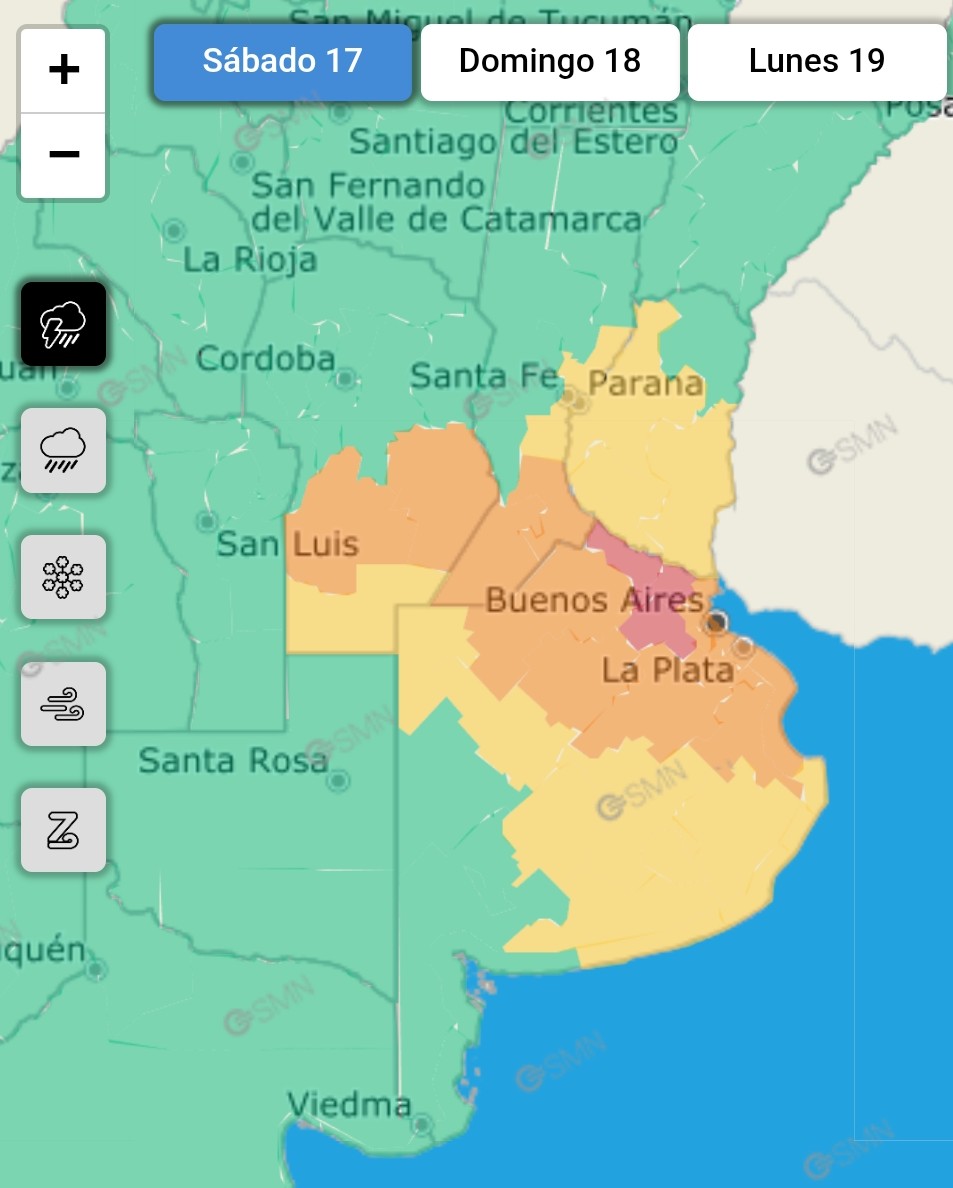 🚨⛈️ Actualización del alerta por TORMENTAS del SMN. 

En las zonas bajo alerta naranja y rojo pueden registrarse lluvias y tormentas que pueden ser fuertes o localmente severas, acompañadas de lluvias intensas, fuertes ráfagas de viento y ocasional caída de granizo.