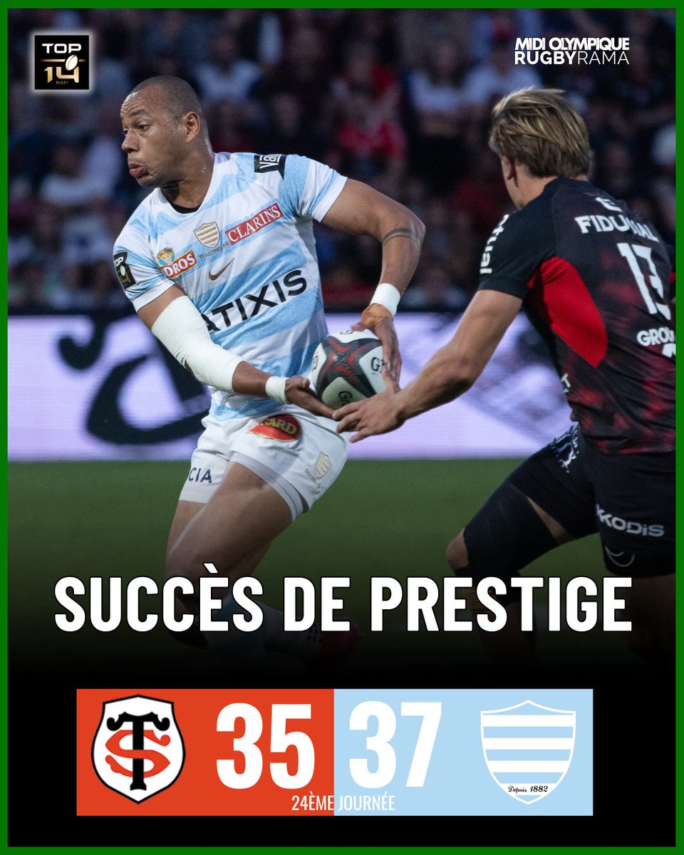 C'est une véritable performance qu'a réalisé le Racing ce samedi soir à Ernest-Wallon. Pour preuve, personne cette saison n'a inscrit autant de points contre Toulouse. Le Racing 92 est officiellement maintenu et Toulouse reste leader. 

Le résumé > tinyurl.com/46atp64f