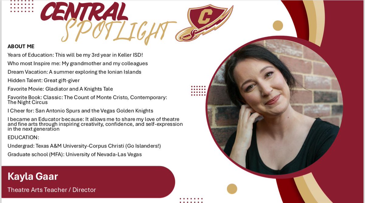 Help us welcome Ms. Gaar to Charger Nation!  She will join CHS for the 2025-2026 school year as a Theatre Director!  ⚡️❤️⚡️