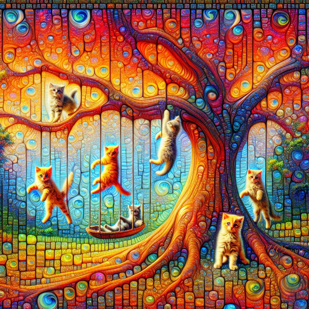 Kittens defying gravity.