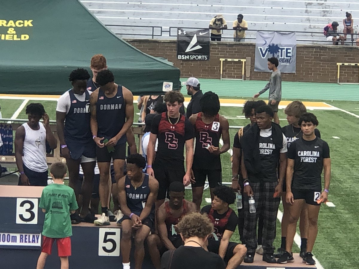 Congratulations to Boiling Springs High track team at the Class 5A Division 1 State Meet today. 
Boys Team finished 8th place overall.
- Luke Hurley 3200m State Champ
- Jeremiah Favorite- 3rd 100m Dash
- Grayson Crowe- 4th 110m Hurdles
- Gavin Calhoun- 6th Shot Put
-4x1- 8th plac