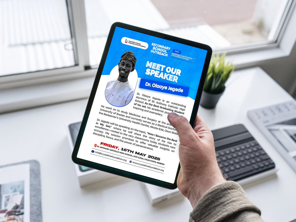 DAA_Designs's tweet photo. Yo!👨🏽‍💻🤍

Social Media Flyer created for Crystalline Charity Empowerment Foundation.

Need a visual designer for your next design projects? Message me on https://t.co/g7uMdFvCk6

#design
#socialmedia
#artoftheday🎨 
#graphicsdesign
#photoshop
#flyer
#flyerdesign 
#daadesigns https://t.co/FvyRdIs9SJ