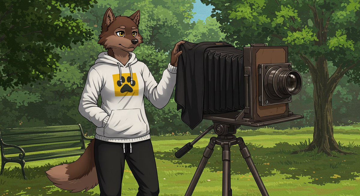 Michelle the Brown Wolf and photographer.
Created by Googleimagefx.