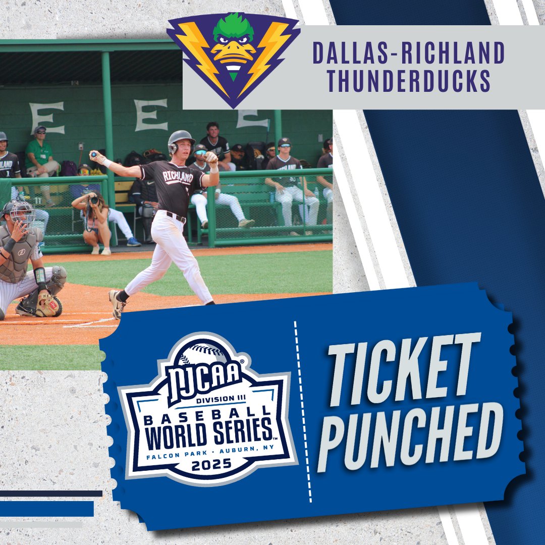 The Thunderducks 👊 their 🎟️!

Dallas-Richland wins the South Central District and advances to the 2025 #NJCAABaseball DIII World Series!

njcaa.org/sports/bsb/202…