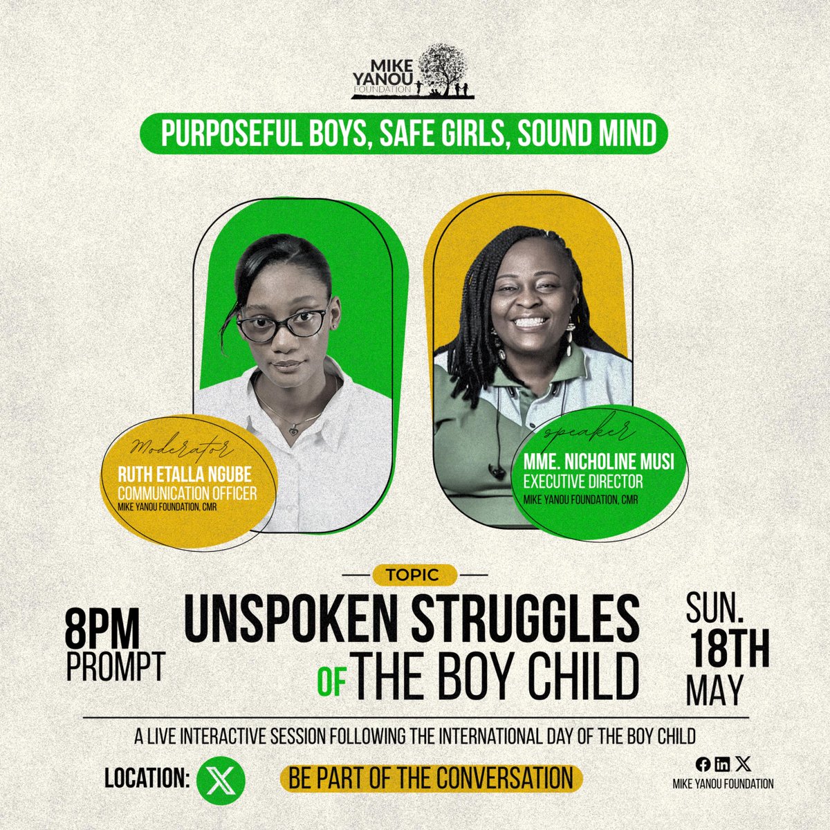 Uncovering the hidden struggles of boyhood. 
Join our X space on "Unspoken Struggles of the Boy Child" to empower boys thrive. 
May 18th, 8:00PM (CAT) 
Let's shape the future together!

#BoyChildEmpowerment