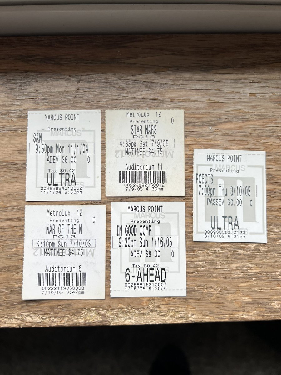 xrs54's tweet photo. Little Spring cleaning and came across some old movie stubs 🍿 https://t.co/vcgx32f4Hs