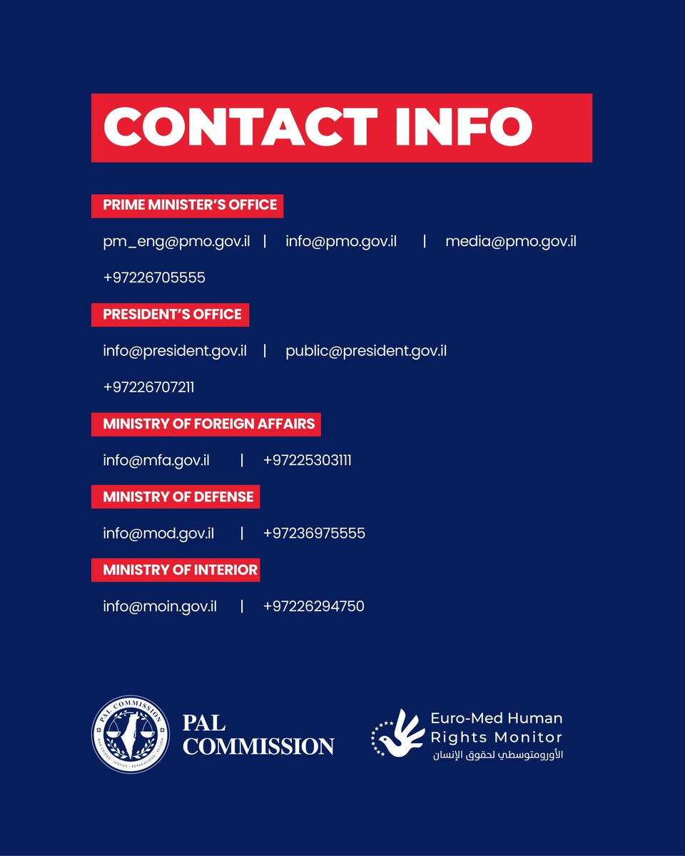 Ramy Abdu| رامي عبده (@ramabdu) on Twitter photo GLOBAL EMERGENCY ALERT:
CALL ISRAELIS NOW: DEMAND THEY STOP STARVATION & STOP BOMBING GAZA
Please help us by tagging the officials in your countries.
<a href="/EuroMedHR/">Euro-Med Monitor</a> <a href="/PALwarcrimes/">PAL Commission</a> GLOBAL EMERGENCY ALERT:
CALL ISRAELIS NOW: DEMAND THEY STOP STARVATION & STOP BOMBING GAZA
Please help us by tagging the officials in your countries.
<a href="/EuroMedHR/">Euro-Med Monitor</a> <a href="/PALwarcrimes/">PAL Commission</a>