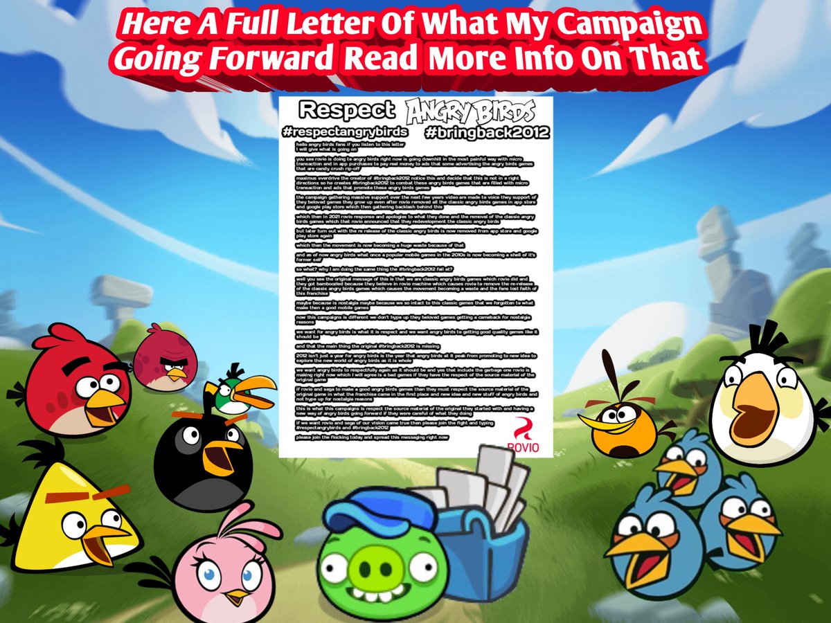 JaedenTweet's tweet image. Here Is it My Campaign Of The Fans Of Angry Birds When The Franchise Is Going Downhill In The Most Painful Way Read More Info For What This Campaign Is About

#RespectAngryBirds #BringBack2012