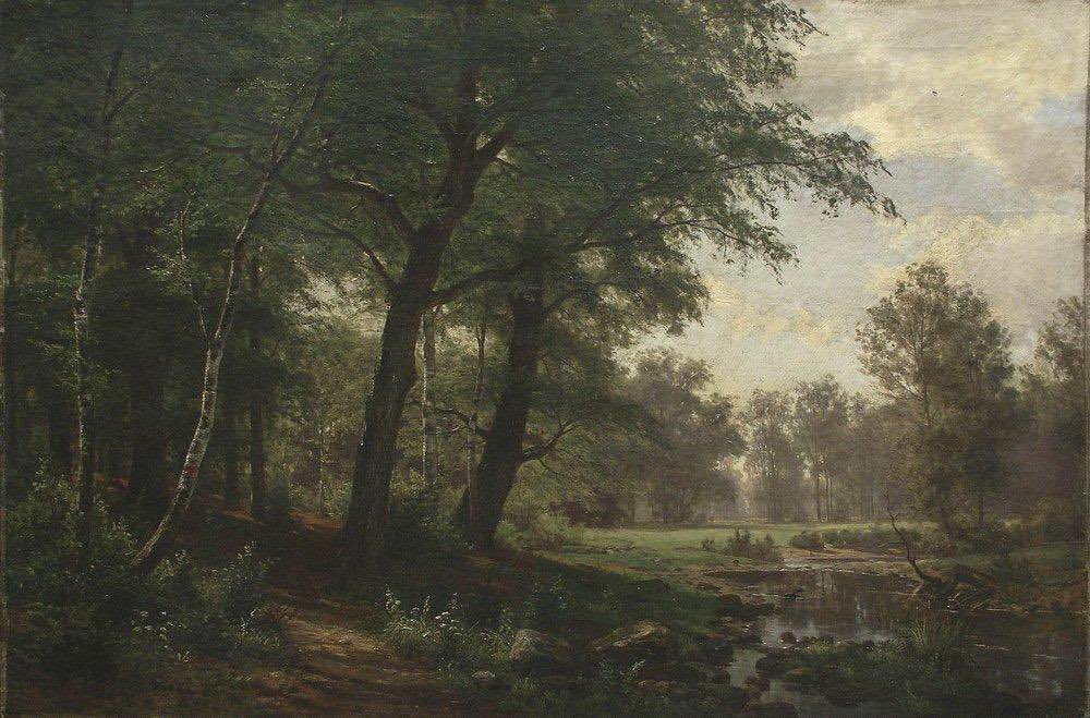 Wooded Landscape with a Stream, by Ivan Shishkin (1832-1898)