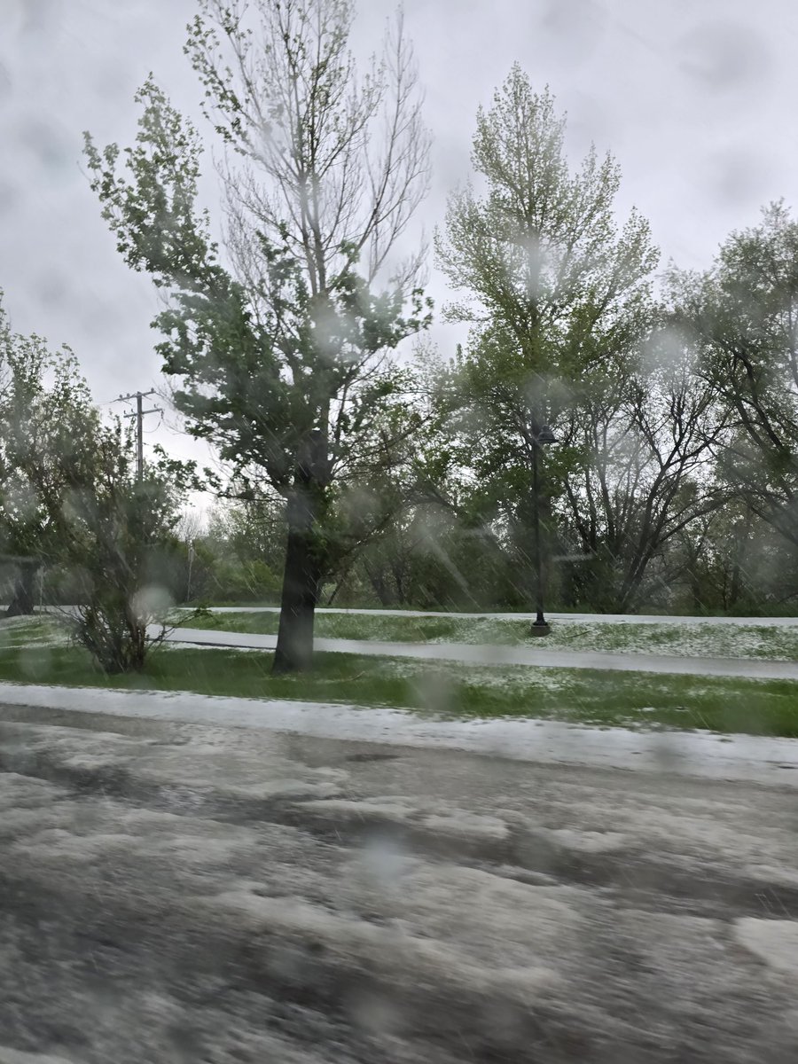 Lots of hail on Memorial Drive going east by the zoo. #abstorm <a href="/GlobalCalgary/">Global Calgary</a>