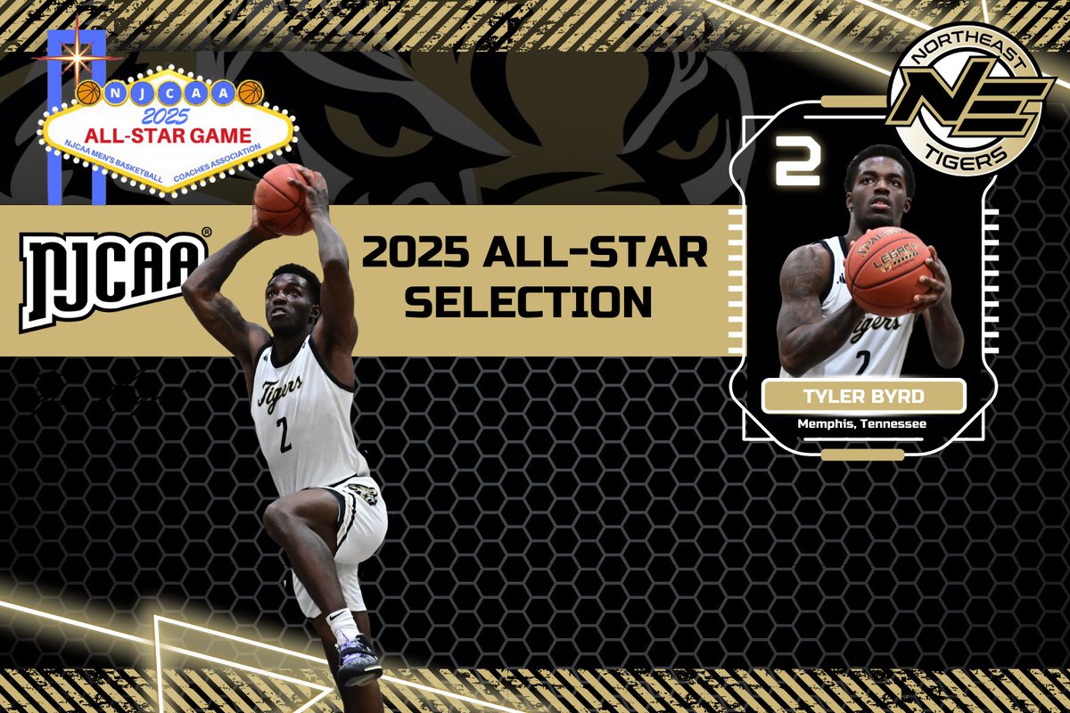 Northeast Tigers (@nemcctigers) on Twitter photo MBK | Tyler Byrd concludes his historic career with <a href="/NEMCCBasketball/">NEMCCMen'sBasketball</a> tonight at the <a href="/NJCAABasketball/">NJCAA Basketball</a> All-Star Game from <a href="/orleansarena/">Orleans Arena</a> in Vegas!
He’s the only player from the #MACCC this year & the 4th overall in program history to be selected for this exhibition!
🐯 #TigerTown MBK | Tyler Byrd concludes his historic career with <a href="/NEMCCBasketball/">NEMCCMen'sBasketball</a> tonight at the <a href="/NJCAABasketball/">NJCAA Basketball</a> All-Star Game from <a href="/orleansarena/">Orleans Arena</a> in Vegas!
He’s the only player from the #MACCC this year & the 4th overall in program history to be selected for this exhibition!
🐯 #TigerTown