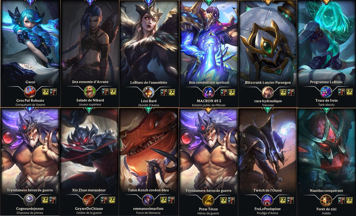 Merci à tout les français ayant de l'imagination, tous vus en Arena, j'ai beaucoup trop aimé tout vos pseudos! Promis je referais des screens avec les prochaines sessions Arena <3 Taggez vos potes si vous les voyez dans le screen!