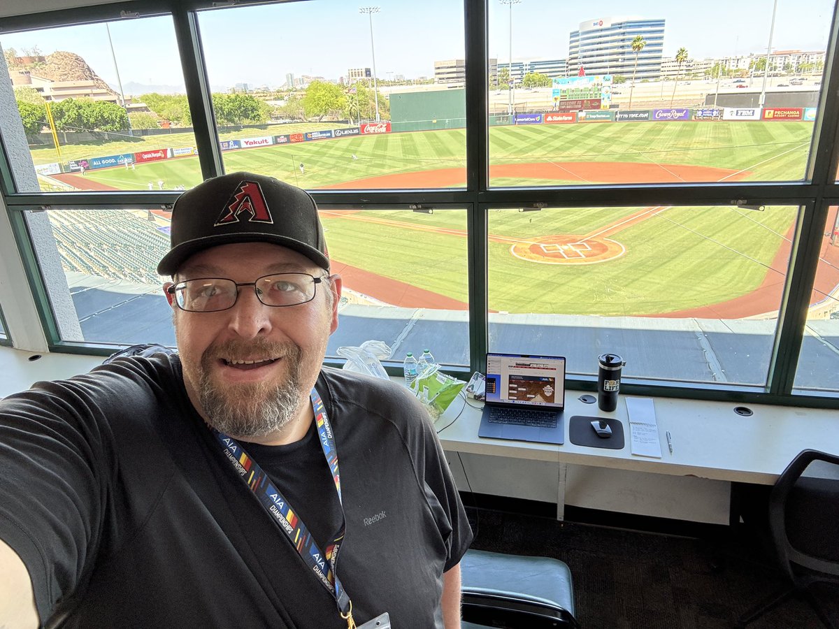 My office today. Ready for 1A-2A baseball championships today at Tempe Diablo Stadium. #AzPreps365