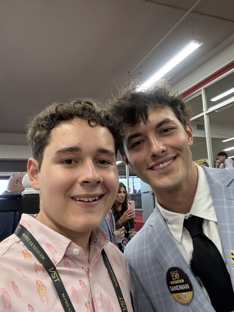 U of A Race Track Industry Program (@ua_rtip) on Twitter photo Happy <a href="/PreaknessStakes/">Preakness Stakes</a> Day!
<a href="/NathanTheCaller/">Nathan Klein</a> is at <a href="/PimlicoRC/">Pimlico</a> with <a href="/lmgriffjohnson/">Griffin Johnson</a> before Sandman’s run in #Preakness150! 🏇 Happy <a href="/PreaknessStakes/">Preakness Stakes</a> Day!
<a href="/NathanTheCaller/">Nathan Klein</a> is at <a href="/PimlicoRC/">Pimlico</a> with <a href="/lmgriffjohnson/">Griffin Johnson</a> before Sandman’s run in #Preakness150! 🏇