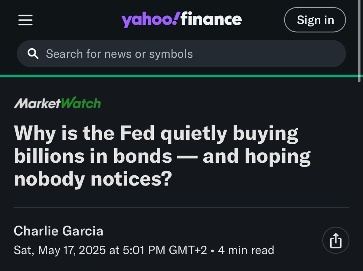 BREAKING: Fed Caught Quietly Bailing Out Bond Market with $43.6B Injection.

No buyers? No problem. The Fed just snapped up billions in Treasurys: $8.8B in 30-year bonds in a single day and 43.8B in total last week. 

THE BIG PRINT HAS JUST BEGUN.