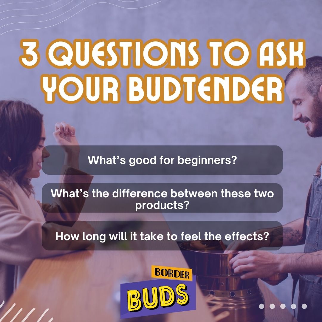 borderbudsmi's tweet photo. 🎥 Thinking of visiting for the first time? Ask your budtender: 
 1️⃣ What’s good for beginners? 
 2️⃣ What’s the difference between these two products? 
 3️⃣ How long will it take to feel the effects? 

 #BudtenderTips #CannabisConfidence #BorderBudsEducation #DispensaryTips https://t.co/Qcu2P6lTbh