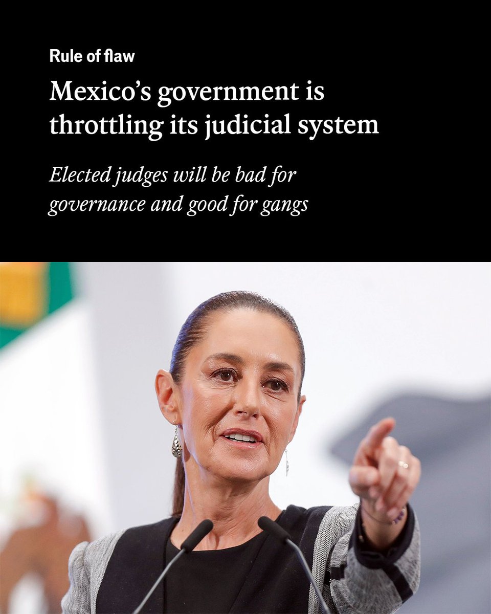 Mexico is about to become the only country to elect every one of its judges by popular vote. This is a terrible idea for justice, democracy and the economy econ.st/4kmQfIQ

Photo: Shutterstock