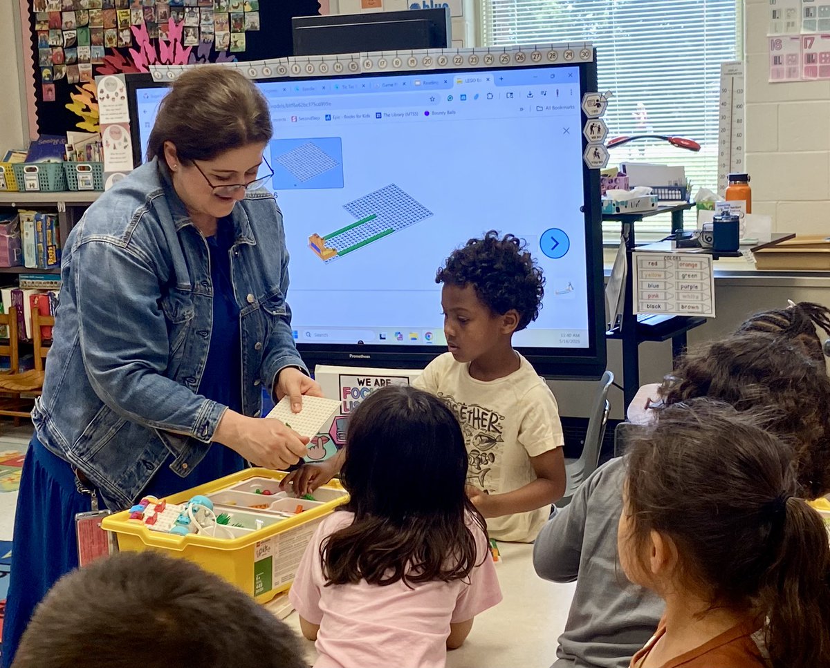 Ms. Burlacu’s kindergarten building &amp; coding <a href="/Lego/">Lego</a> Spike robots 🤖 <a href="/SugarlandES/">Sugarland Elementary</a>