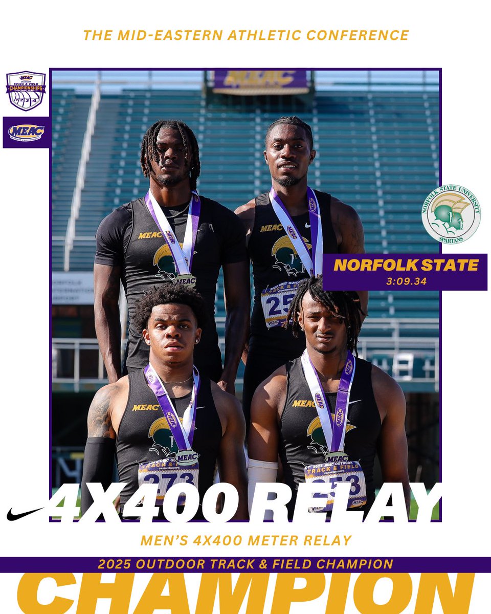 🥇Men’s 4x400M Relay: Norfolk State (3:09.34) <a href="/NSU_TFXC/">Norfolk State Track & Field</a>