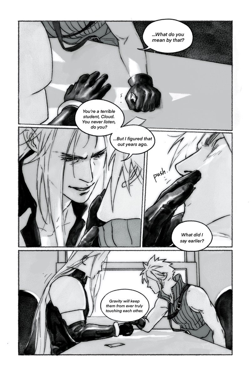 Pages from a comic I did last year that I'm just too lazy to put together into long strips for Twitter. Basically Sephiroth explaining the concept of binary stars to Cloud, setting inspired by Night on the Galactic Railroad.XD (Not really in sequence, check it out on my Ins!)