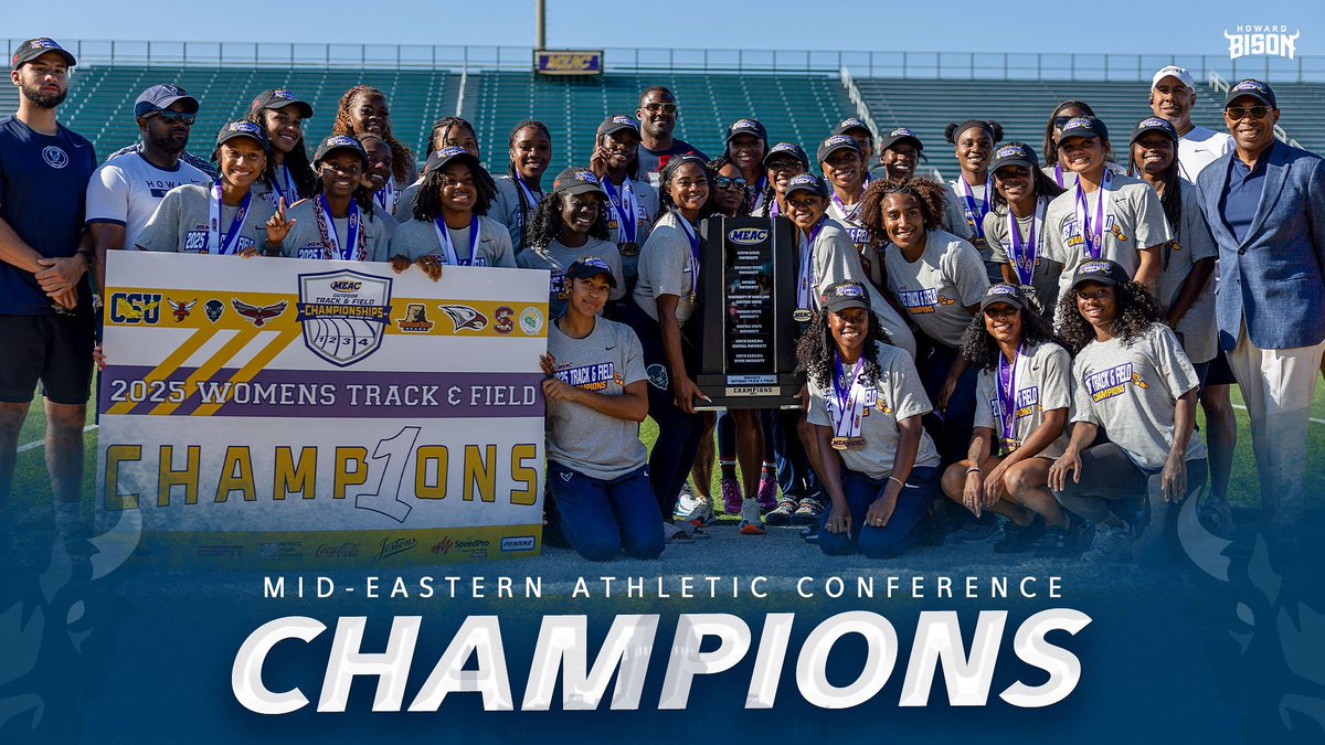 Howard Athletics (@hubisonsports) on Twitter photo ππΎββοΈππΎββοΈ | πππππππ πππ! After claiming the indoor title earlier this school year, the ladies of @hubisontfxc are your 2025 Outdoor @meacsports πππππππππ! The feat marks the π
πππππ consecutive outdoor title for the Bison! ππΎββοΈππΎββοΈ | πππππππ πππ! After claiming the indoor title earlier this school year, the ladies of @hubisontfxc are your 2025 Outdoor @meacsports πππππππππ! The feat marks the π
πππππ consecutive outdoor title for the Bison!