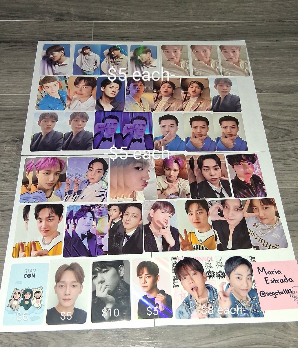 vegeta1123's tweet photo. WTS EXO, Ateez, &amp; B.A.P photocards
Color=price
🟠=$2 each
🟢=$3 each 
🟡=$5 each
Pink= $8 each

Prices are pictured (shipping not included)
USA ✅️/Ww (pcs only)

P*yP*l only!

Dm if interested
@kpopthriftshop #exophotocards #ateezphotocards #bapkpop #chen #baekhyun #kai #suho https://t.co/wA8FurJAMY