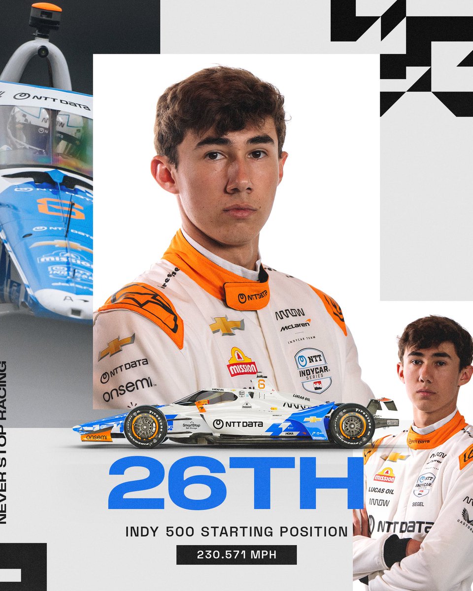 Welcome to your first Indy 500, <a href="/nolan_siegel/">Nolan Siegel</a>. 👏