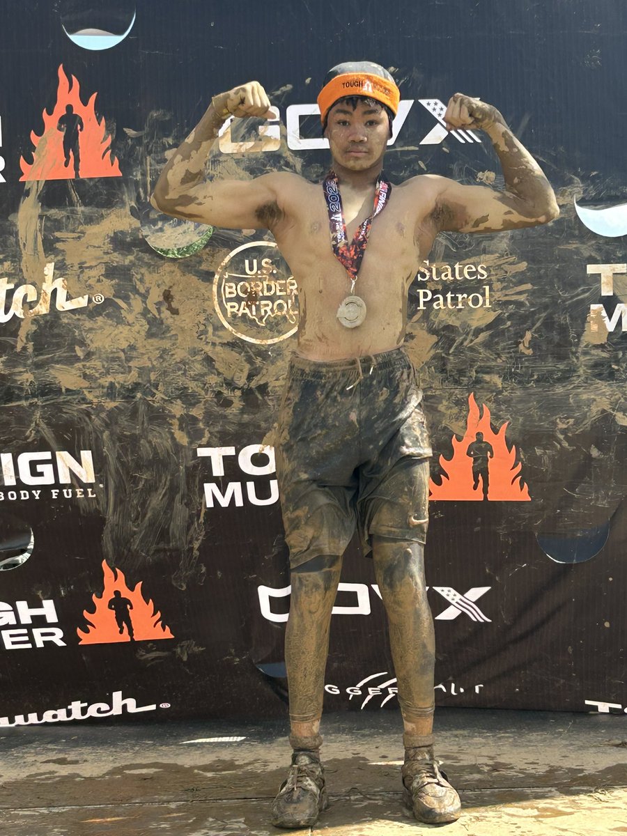 Tough mudder I ran 5+ miles I got electrocuted submerged in water cut, bruised 

“I can cry , I can throw up, I can get bruised, but I can’t give up”. I’ll never give up