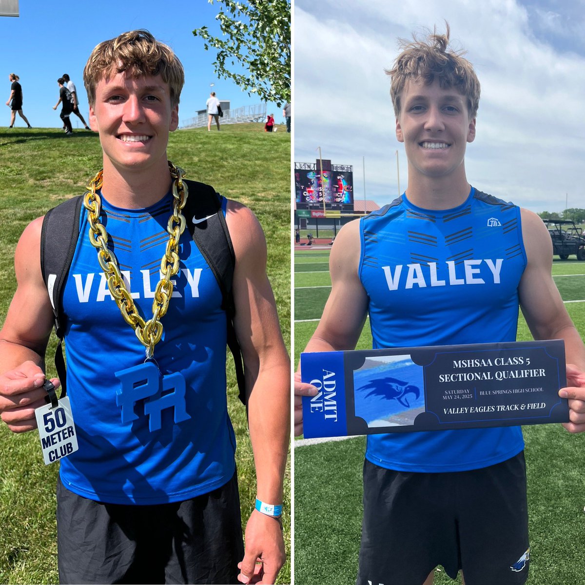 Another 🎟️ 🤛 for the Jav Crew!
Senior Asa Keim finished 2nd to advance to Sectionals and also moves into 2nd all-time in the javelin at Grain Valley with a PR throw of 52.94!