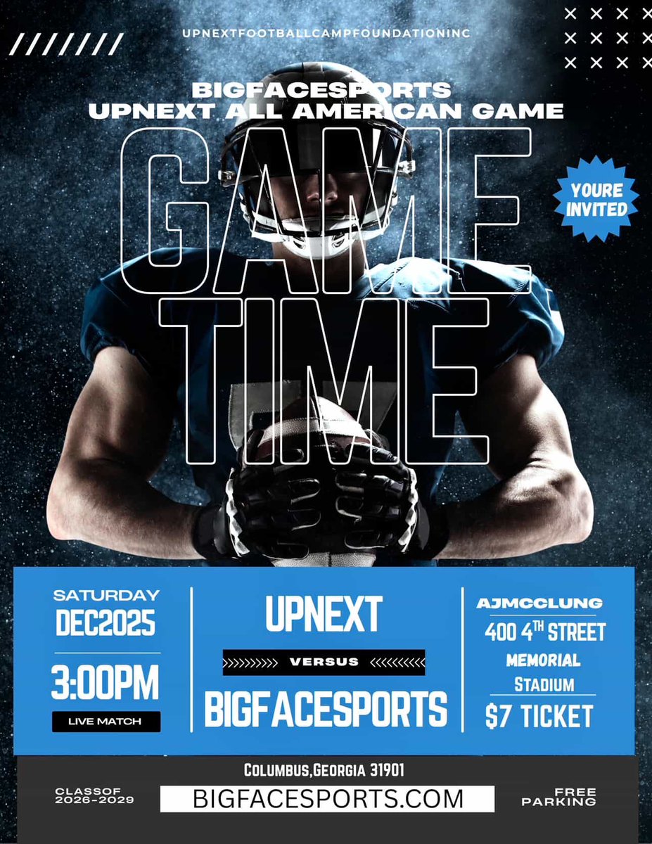 Biggers3k's tweet image. After a great day at @BigFaceSportss football camp 💙, I’ve been blessed with an invitation to the UpNEXT All-American game #agtg ✘ and noticed by ASU. I’m grateful for everything nothing would be happening without the man above @RecruitGeorgia @CHSREDDEVILS @AL7AFootball #ofh