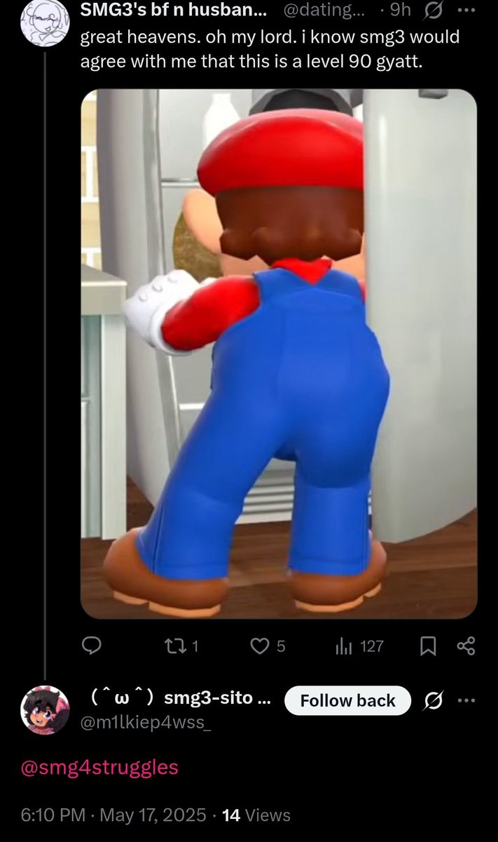 Submitted by @m1lkiep4wss_ 

Sigh, another obligatory SMG3 gyatt post per episo-

Wait.