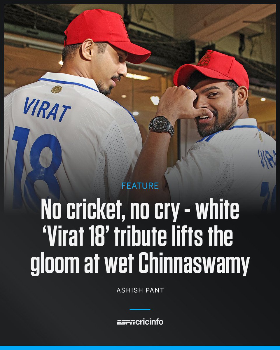 The dark clouds overhead didn't dim the enthusiasm of the fans in white paying tribute to Virat Kohli.

Will the Chinnaswamy see an encore on May 23 after last night's washout? bit.ly/3SHt2oQ #RCBvKKR