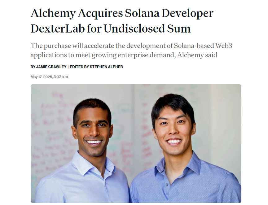 BTalk_VN's tweet photo. 🔥 @Alchemy MUA LẠI @DexterLabData ĐỂ TĂNG TỐC PHÁT TRIỂN WEB3 TRÊN @solana
🔸#Alchemy, nền tảng phát triển #blockchain, vừa mua lại #DexterLab, một đội ngũ chuyên phát triển trên #Solana, với mức giá không được tiết lộ.
🔸Mục tiêu là đơn giản hóa quá trình xây dựng đa chuỗi (#Solana và #Ethereum), hỗ trợ nhu cầu ngày càng lớn từ các doanh nghiệp #Web3.
🔸#DexterLab từng hỗ trợ các dự án của #Google và #SolanaFoundation, là đơn vị hạ tầng đáng tin cậy.
🔸 Động thái này cho thấy #Solana đang nổi lên mạnh mẽ, vượt #Ethereum về số địa chỉ hoạt động và khối lượng giao dịch trong 3 tháng gần nhất.
#BlockChainTalk #Crypto #ALCHEMY #DexterLab #CryptoNews #Web3Vietnam #BlockchainVietnam #CryptoVietnam