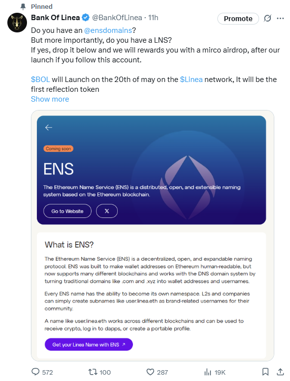 BankOfLinea's tweet photo. Our post is going viral, we have gained over 400 new followers in 1,5days But the real question is who has turned on his notifications? 

The first 50 LNS will receive a micro airdrop, +25 random ones. 

Picking 30 the first 30 LNS from this post
https://t.co/QGA6BE4xqt. 
Picking 30 the first 30 LNS from people who comment on this youtube post. 
https://t.co/G1M4ws7z0V

Its time to take over CT with $BOL & $Linea.