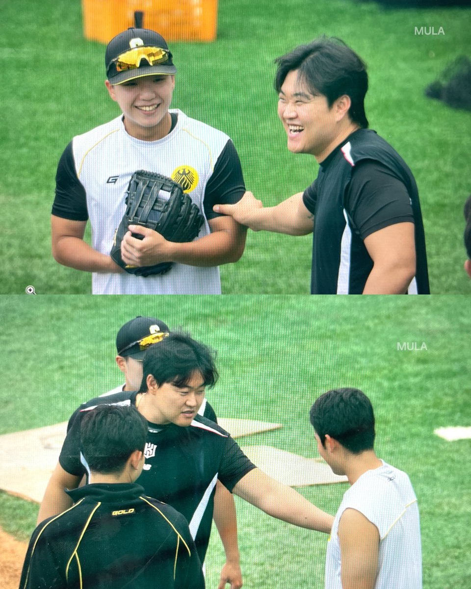 어제 익산 삼성출신 다 모임 ☺️
재상이랑 현준이 몸 확인하는 오재일