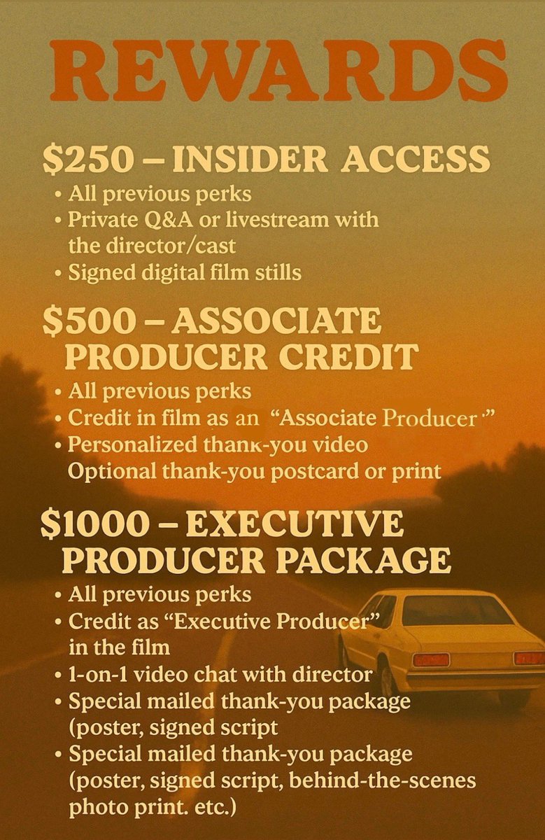 hi everyone !!! IM MAKING A FILM !!! A short film that takes place in the 70’s. You can hear more about it on our Go Fund Me linked below. Any and all donations help us bring this vision to life. There are MAJOR PERKS !! #gh 

gofund.me/1e8e637f

Perks For Donations⬇️
