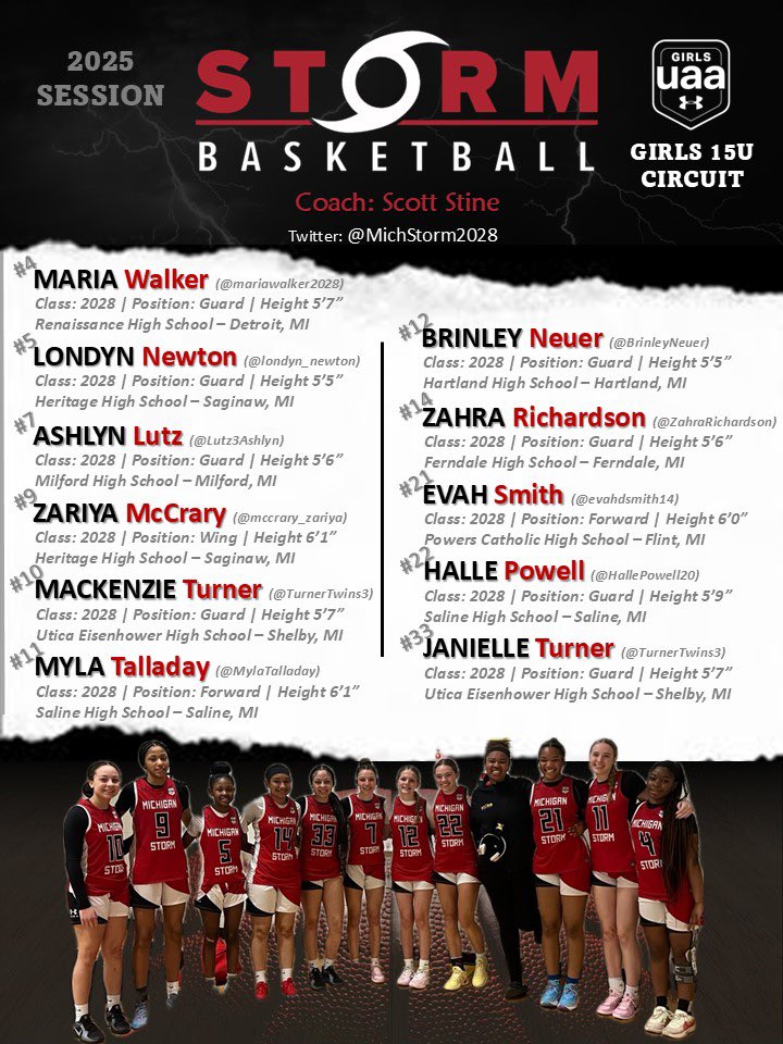 Michigan Storm 2028 (@michstorm2028) on Twitter photo One final game this weekend! Come check us out tomorrow at 12:45 on court 41.
<a href="/stormAAU/">Michigan Storm Elite</a> One final game this weekend! Come check us out tomorrow at 12:45 on court 41.
<a href="/stormAAU/">Michigan Storm Elite</a>