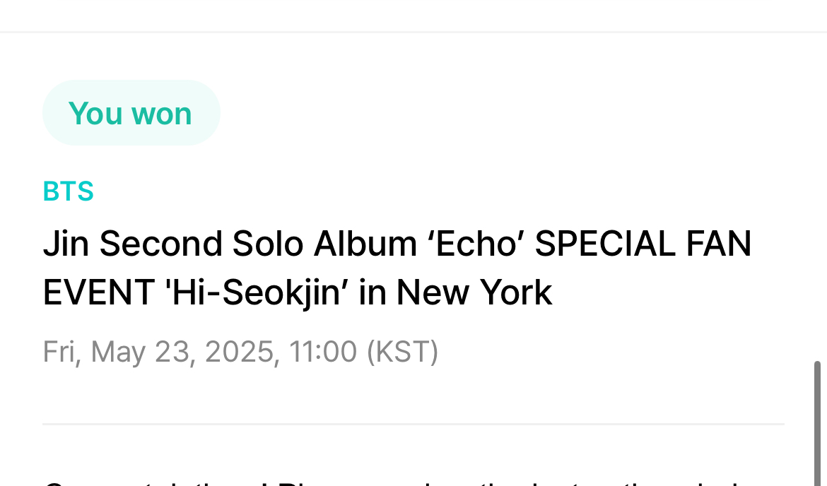 First time ever winning and it’s for Jin!!! I can’t believe it!! 😭💜