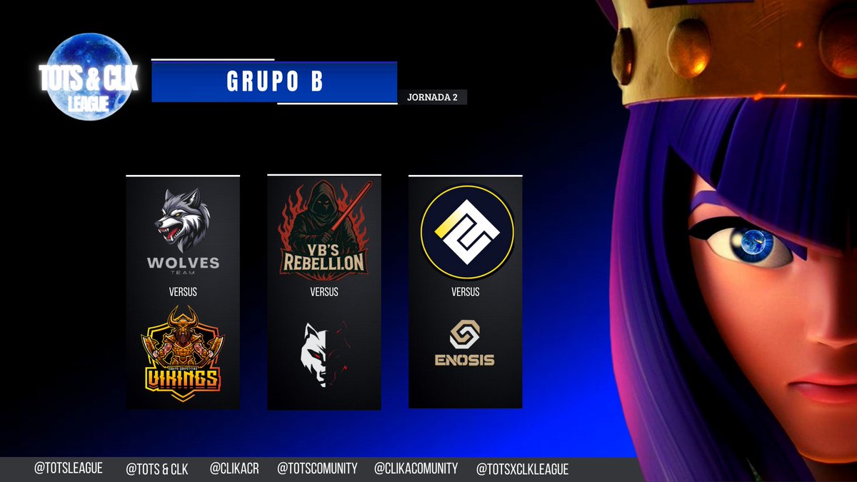 Tots League (@totscomunity) on Twitter photo ENFRENTAMIENTOS GRUPO B
Jornada 2
<a href="/Timberwolvescr/">Wolf Team</a> ๐๏ธ <a href="/TeamVikings_CR/">๏ผถ๏ผฉ๏ผซ๏ผฉ๏ผฎ๏ผง๏ผณ</a>
<a href="/YBSRebellion/">ฦณฦ'S Rebellion</a> ๐๏ธ <a href="/CorinasCS/">Corinas</a>
<a href="/CapitalGamingCR/">CapiTal Gaming</a> ๐๏ธ <a href="/EnosisCR/">Enosis eSports</a> ENFRENTAMIENTOS GRUPO B
Jornada 2
<a href="/Timberwolvescr/">Wolf Team</a> ๐๏ธ <a href="/TeamVikings_CR/">๏ผถ๏ผฉ๏ผซ๏ผฉ๏ผฎ๏ผง๏ผณ</a>
<a href="/YBSRebellion/">ฦณฦ'S Rebellion</a> ๐๏ธ <a href="/CorinasCS/">Corinas</a>
<a href="/CapitalGamingCR/">CapiTal Gaming</a> ๐๏ธ <a href="/EnosisCR/">Enosis eSports</a>