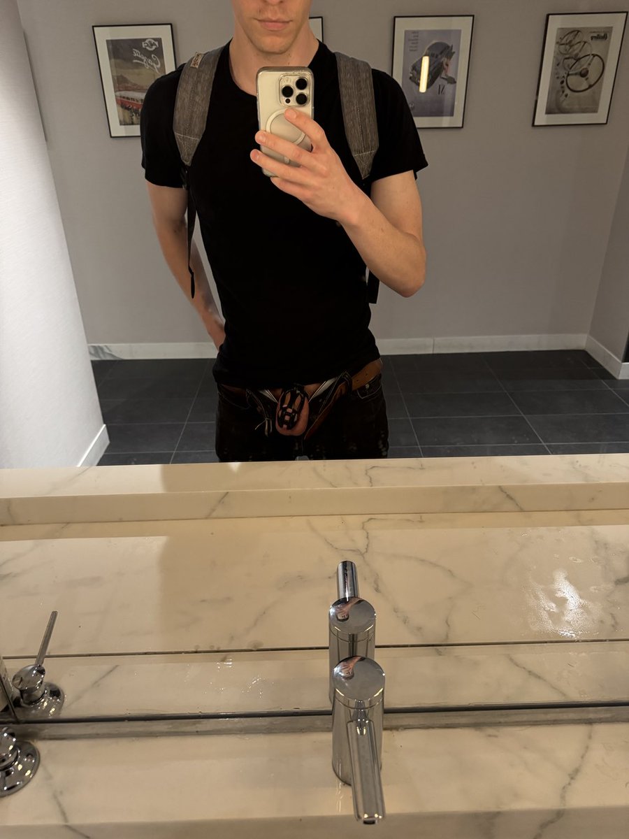 Age check from the bathroom. Also PLEASE doesn’t anybody have advice for sleeping caged? Cannot afford to wake up 5 times per night every time my balls are being pulled by the ring